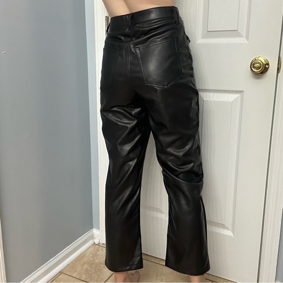 Abercrombie Vegan Leather Pants 90s Straight Curve Love Black 29 8 Extra Short - Picture 2 of 6